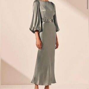 Shona Joy Sage Green Long Sleeve Dress